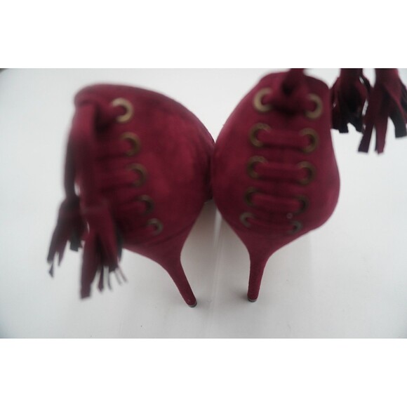 Michael Antonio Magenta Faux Suede Pointed Toe Stiletto Pumps Corset Back Size 9 - Picture 8 of 11